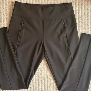 Athleta Women’s Black Pull-On Pants with Front Zipper Pockets – Size S